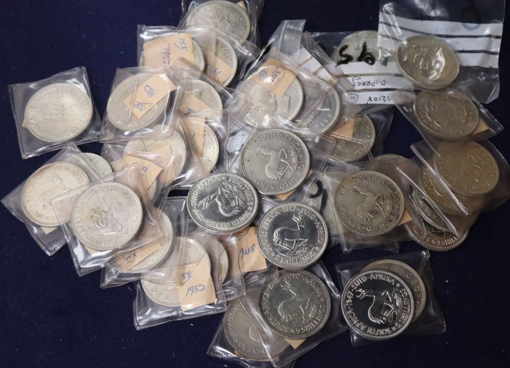A collection of South African mixed silver crowns